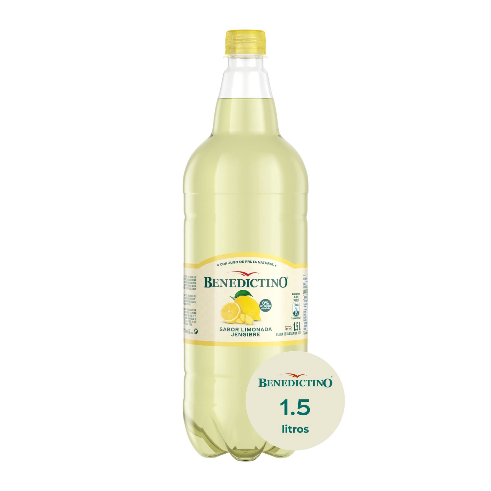 Agua Saborizada Limonada Jengibre Sin Gas Botella 1,5 L Benedictino