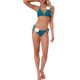 thumbnail image 2 of INSPIRE CHIC Conjunto de Bikini de Mujer con Flores 3D, Parte Superior de Halter con Doble Correa y Parte Inferior de Triángulo con Almohadillas Removibles, Talla Mediana Azul Cerúleo, 2 of 5