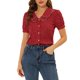 thumbnail image 1 of INSPIRE CHIC Blusa Vintage de Mujer para Regreso a Clases con Lunares, Cuello Peter Pan, Mangas Cortas Abullonadas, Camisa Roja XS, 1 of 7