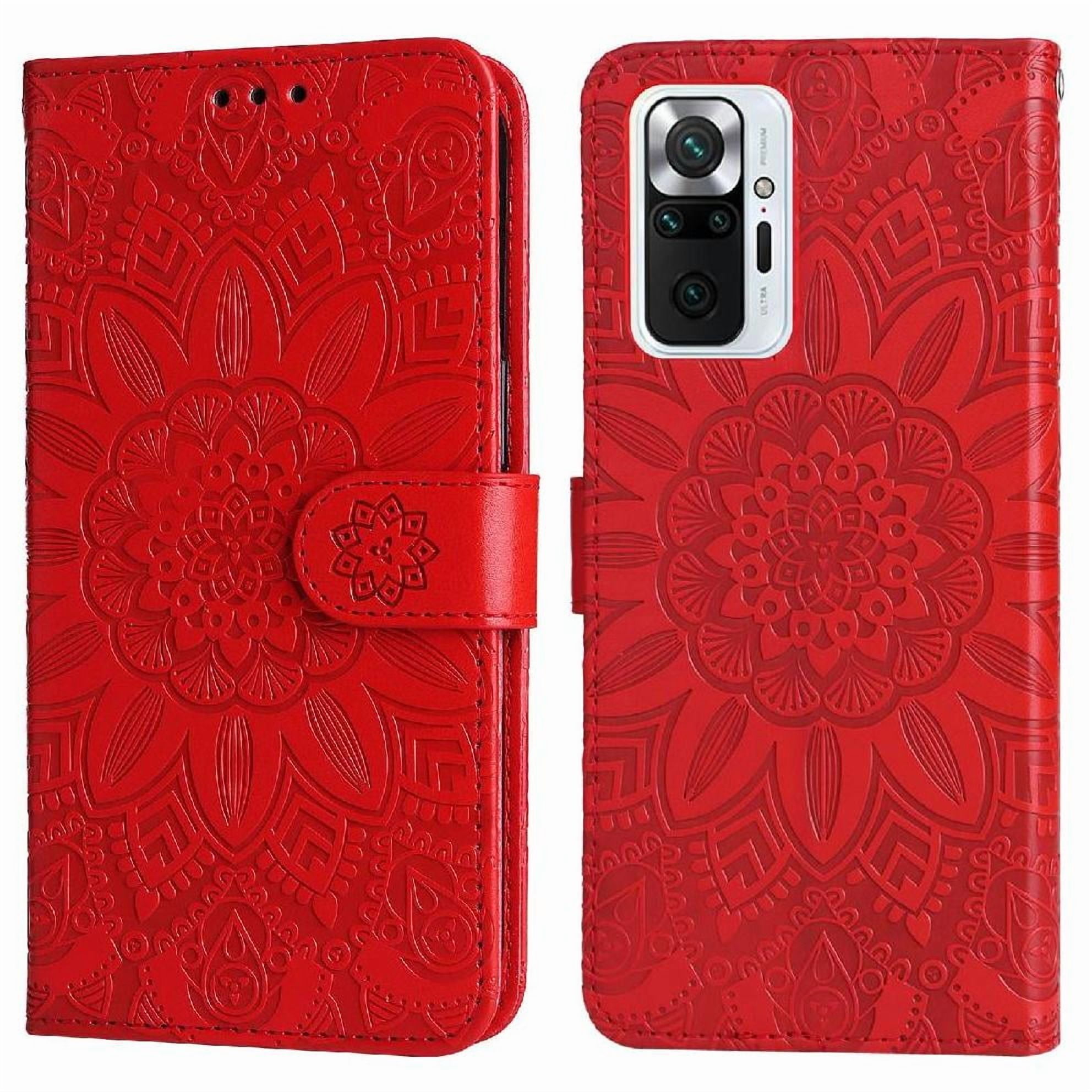 Funda Tipo Cartera Foxdock Para Xiaomi Note 10 Pro 4g , Diseño Girasol En Relieve, Cuero Pu, Cierre Magnético, Soporte Y Tarjetero