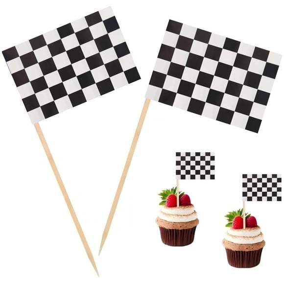 Banderitas de Palillo de Carreras a Cuadros FHZJKJX 100 Piezas