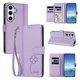 thumbnail image 2 of Funda Cartera Trébol para Samsung Galaxy S24 FE con Ranuras Tarjetas y Carga Inalámbrica Morado claro, 2 of 6