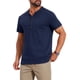 thumbnail image 4 of INSPIRE CHIC Camisa Henley de Manga Corta con Textura Retro para Hombre, Botones Abajo, Exterior, 2XL Azul Marino, 4 of 5