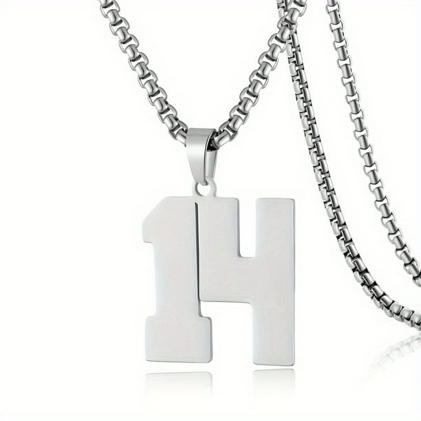 1pc Stylish Stainless Steel Men's Athletes Number Pendant Necklace - Perfect for Baseball, Basketball, and Football Teams - Long Chain Necklace with Sports Number - Ideal Gift for Boys