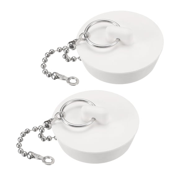 Uxcell 2 piezas de tapón de drenaje de goma con cadena y anillo colgante, se adapta de 1-5/8 pulgadas a 1-3/4 pulgadas, para bañera, cocina y baño