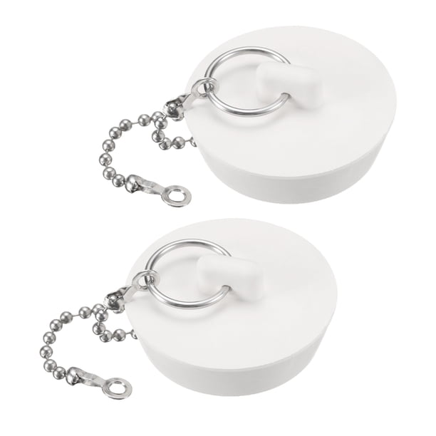 Uxcell 2 piezas de tapón de drenaje de goma con cadena y anillo colgante, se adapta de 1-5/8 pulgadas a 1-3/4 pulgadas, para bañera, cocina y baño