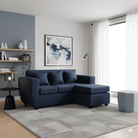 Deco Outlet - Seccional Kansas 3 1 Tela Azul