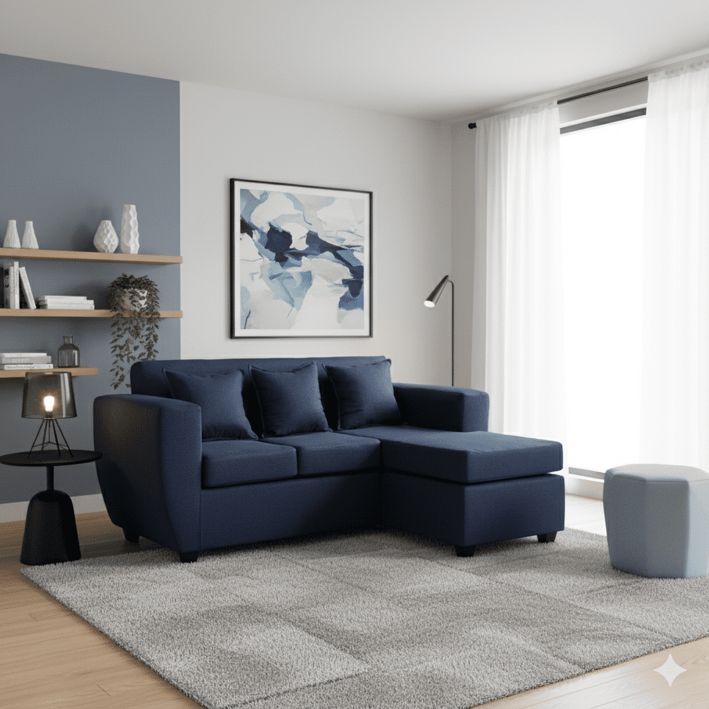 Deco Outlet - Seccional Kansas 3.1 Tela Azul