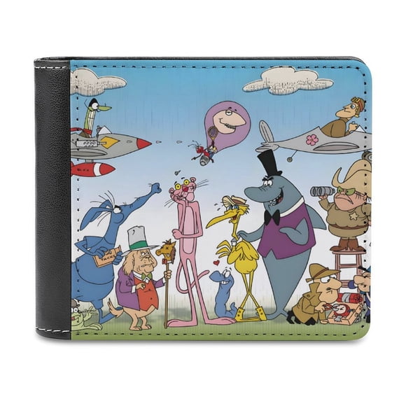 La Pantera Rosa Cartera de Cuero PU para Hombres, Tarjetero Bifold Delgado, Cartera Minimalista de Cuero Sintético Suave