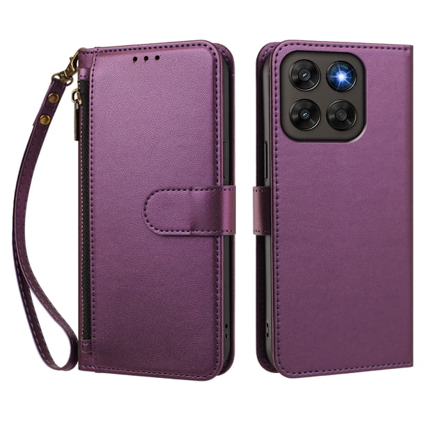 Funda Tipo Billetera para Motorola Moto G67 5G/G77 5G con Soporte y Bolsillo con Cierre Violeta intenso