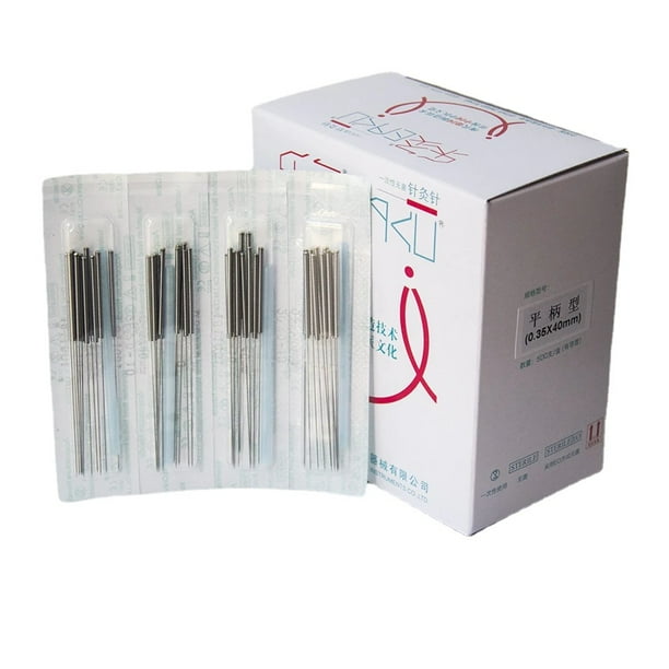 500pcs 0.18/0.20/0.25/0.30mm Disposable Sterile Acupuncture Needle Flat Handle Beauty Acupuncture Point Massage Needle with Tube