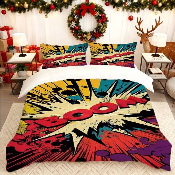 BOOM Comics BOOM Printed Duvet Cover Set Bedding Set Duvet Cover and Pillowcase Set Soft and Comfortable Suitable for Home and Bedr