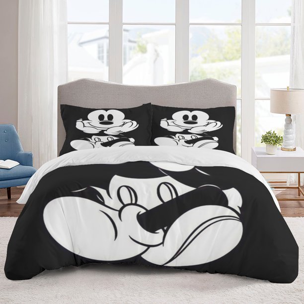 Mickey Mouse Bedding Sets Cartoon Duvet Cover Lightweight 3 Piece Bet Sets for Kids Boys Girls