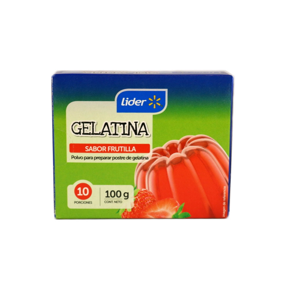 Gelatina Sabor Frutilla Caja 100 g Lider