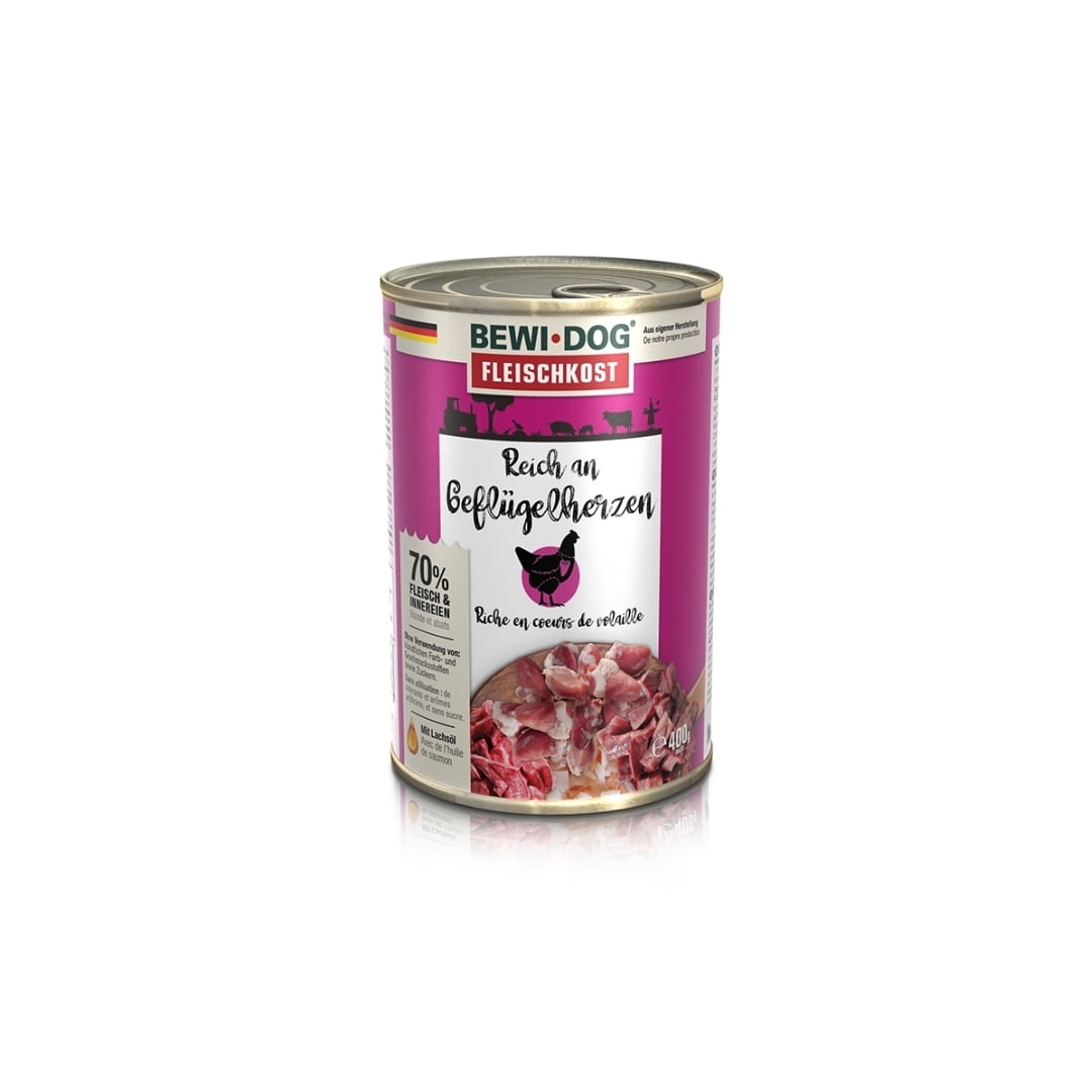 Lata Bewi Dog Perros Adultos Corazones Ave 400 Grs. X 6 Un.