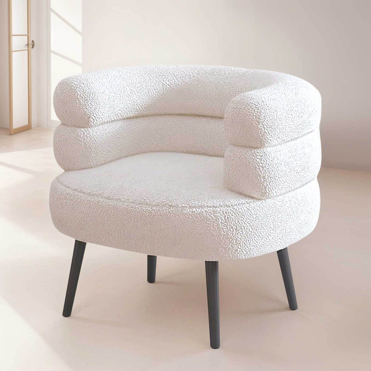 Santú Home & Deco - Sitial Sala De Estar Blanco Sherpa Curvo