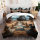 thumbnail image 1 of 3pcs Desert Canyon Giant Chessboard Sailboat Fantasy Adventure Theme Bedding Set Duvet Cover and Pillowcases, 1 of 5