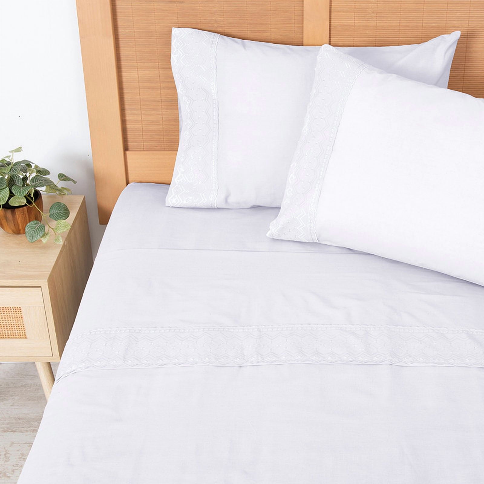 Mashini - Sabana Broderie Geo 2 P Blanco