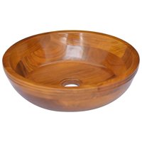 Lavabo De Madera Vidaxl De Teca Maciza, Fino, Lijado, Marrón, Acabado Natural