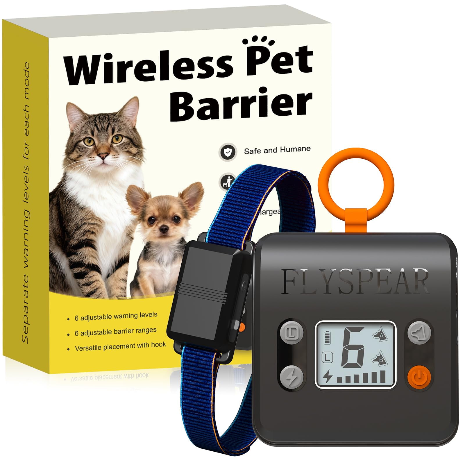Barrera Inalámbrica Para Gatos Flyspear Recargable Con 6 Rangos Hasta 7 Pies