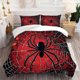 thumbnail image 1 of 3pcs Black Spider and Intricate Web Red Black Abstract Art Themed Bedding Set Duvet Cover and Pillowcases, 1 of 5