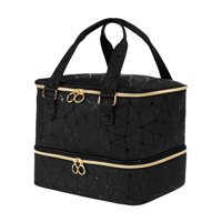 Bothyi - Organizador De Esmaltes De Uñas De Doble Capa, 2 Niveles, Para Suministros De Arte, Kits De Cosméticos Para Uñas, Dorado Con Cremallera