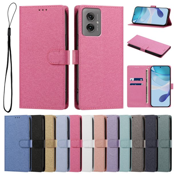 Cartera Funda para Motorola Moto G55 Carga Inalámbrica, Rojo Rosa