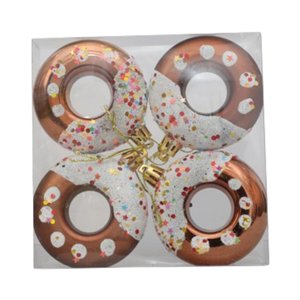 Bothyi - 4 Colgantes De Bolas De Navidad En Forma De Donut De 7 Cm De Diámetro Para Decoración Navideña