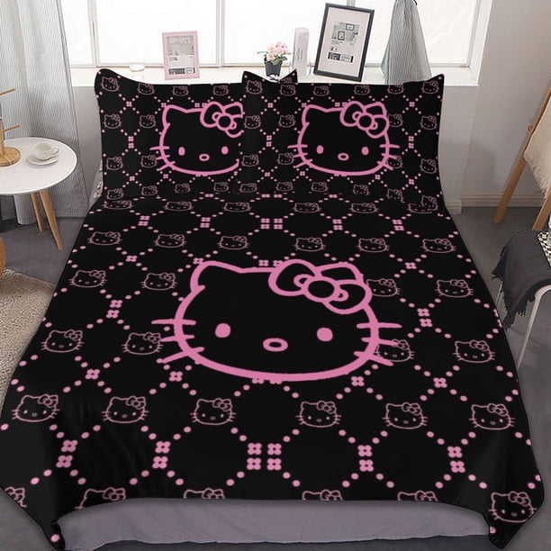 Hello Kitty Duvet Cover Set 3-Piece Bedding Set Soft Warm And Comfortable Soft Bed Set for Bedroom All Season Bed Sheets