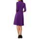 thumbnail image 3 of INSPIRE CHIC Vestido Vintage para Mujer con Mangas 3/4, Cuello Mao, Vestido de Línea A para Oficina, Talla S, Púrpura Oscuro, 3 of 6