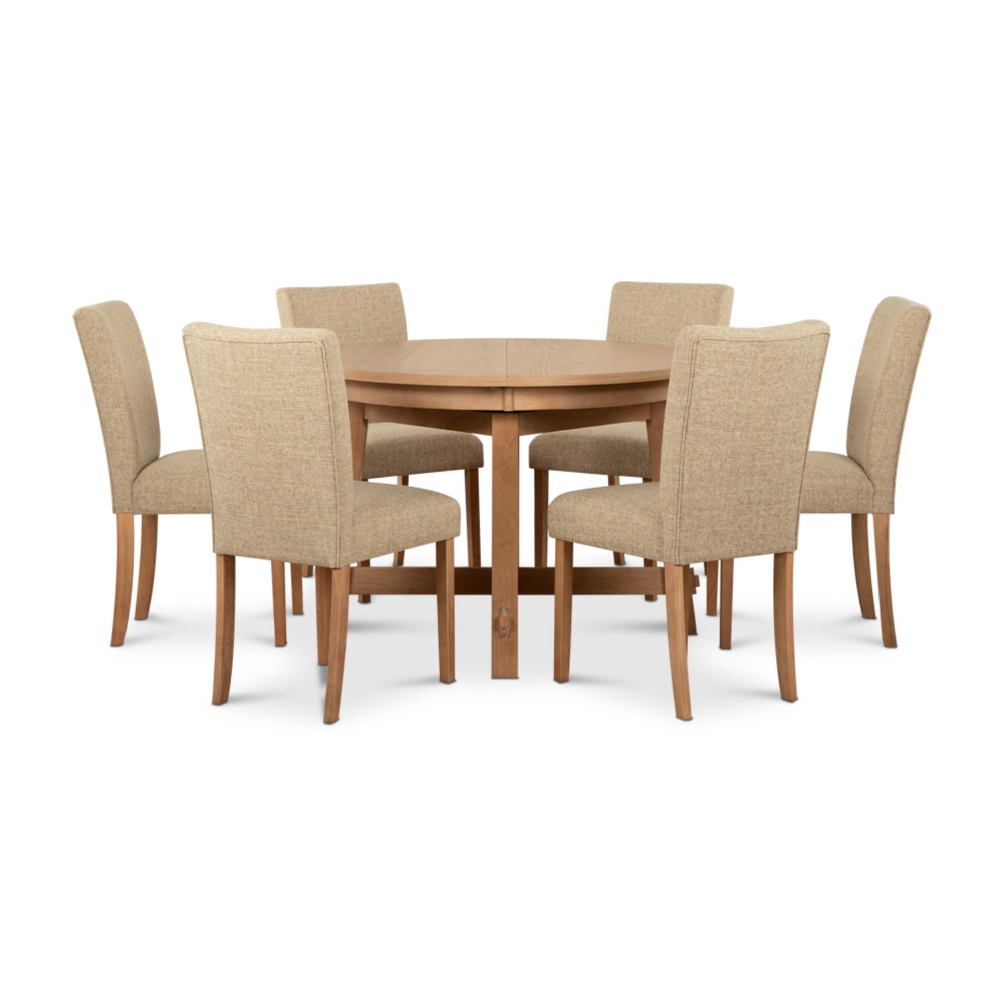 Juego Comedor Preston Extensible 6 Sillas Café - Roble