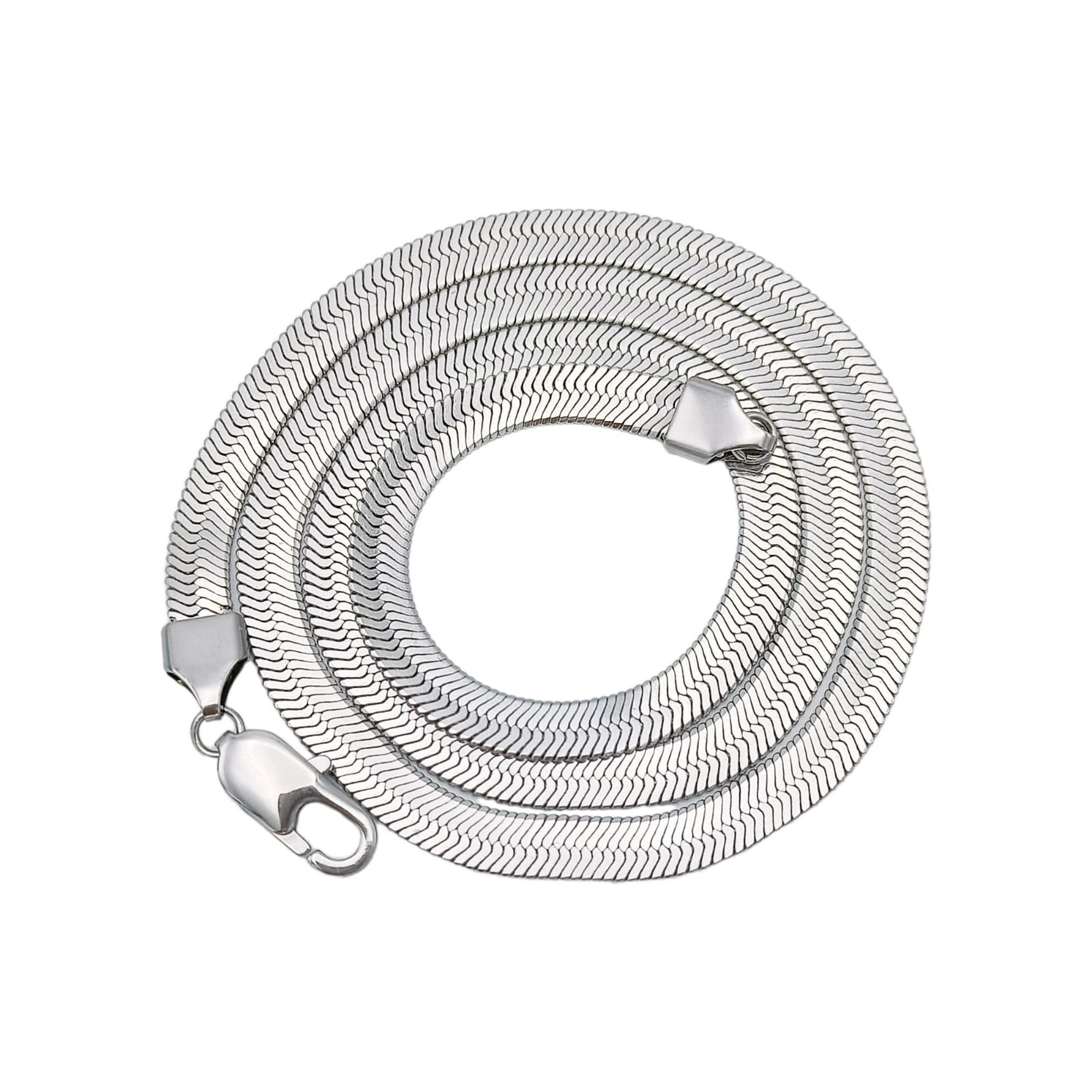 Elbauldejuma - Colgante Cadena Tejido Serpiente Plateado Hipoalergénico