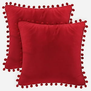 Veatool - 2 Fundas De Almohada Cuadradas De Terciopelo Blando, Fundas De Almohada Decorativas De 40 X 40 Cm, Con Bolas De Terciopelo, Para Sofás De Decoración Familiar, Reposabrazos, Etc.