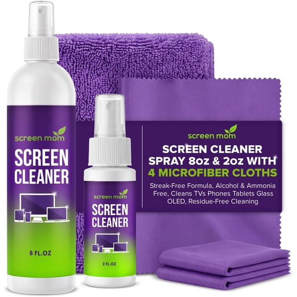 Limpiador de pantallas Screen Mom Kit con 4 paños de microfibra