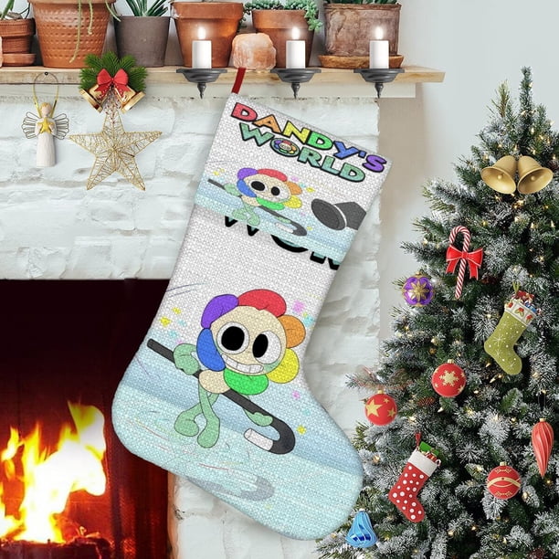 El Mundo de Dandy Tema: Calcetines de Navidad, fino lino blanco para colgar en escaleras y chimenea, decoración navideña para el hogar, regalo de Navidad. 54cm × 38cm