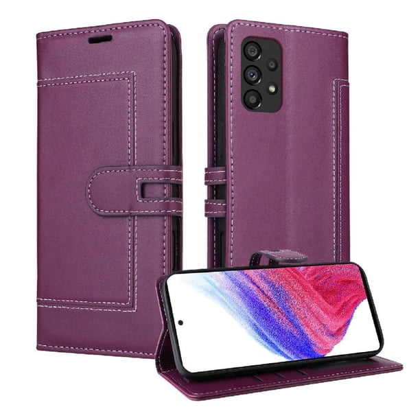 Premium Wallet Case for Samsung Galaxy A72 with Card Slots & Kickstand, Flip Cover Purple