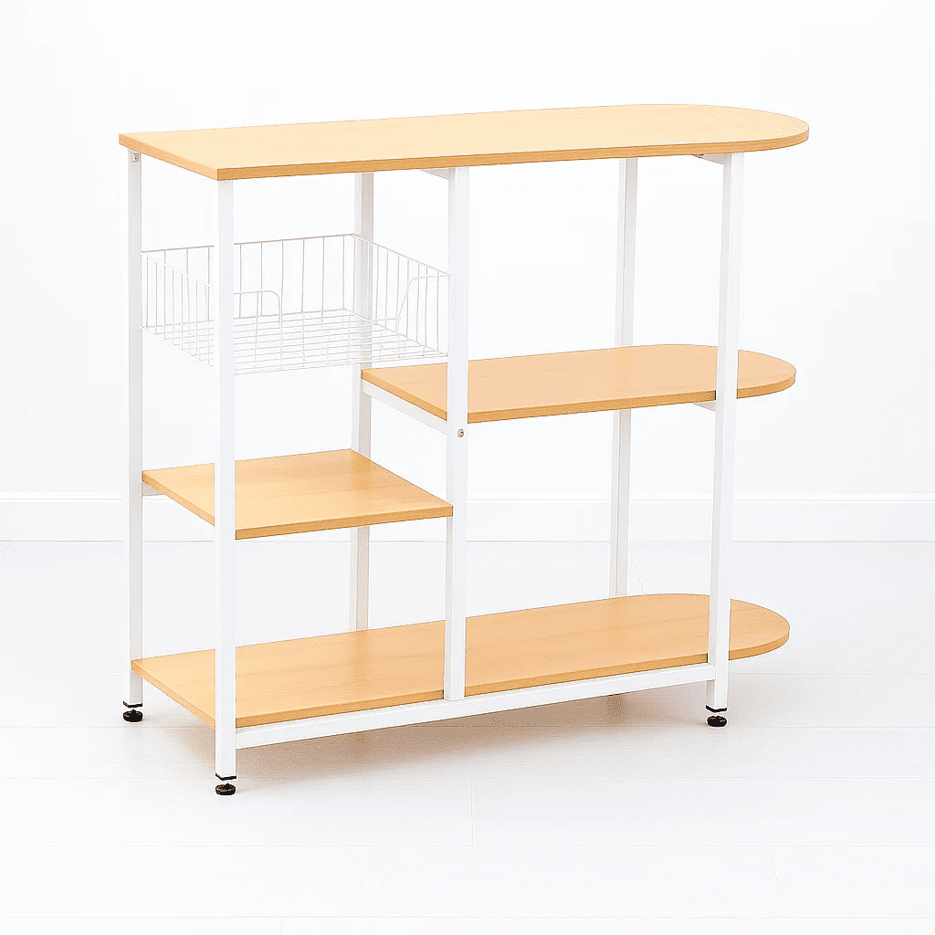 Klik Muebles - Mesa Lateral Para Cocina De Organización 3 Niveles Madera Clara - Blanca