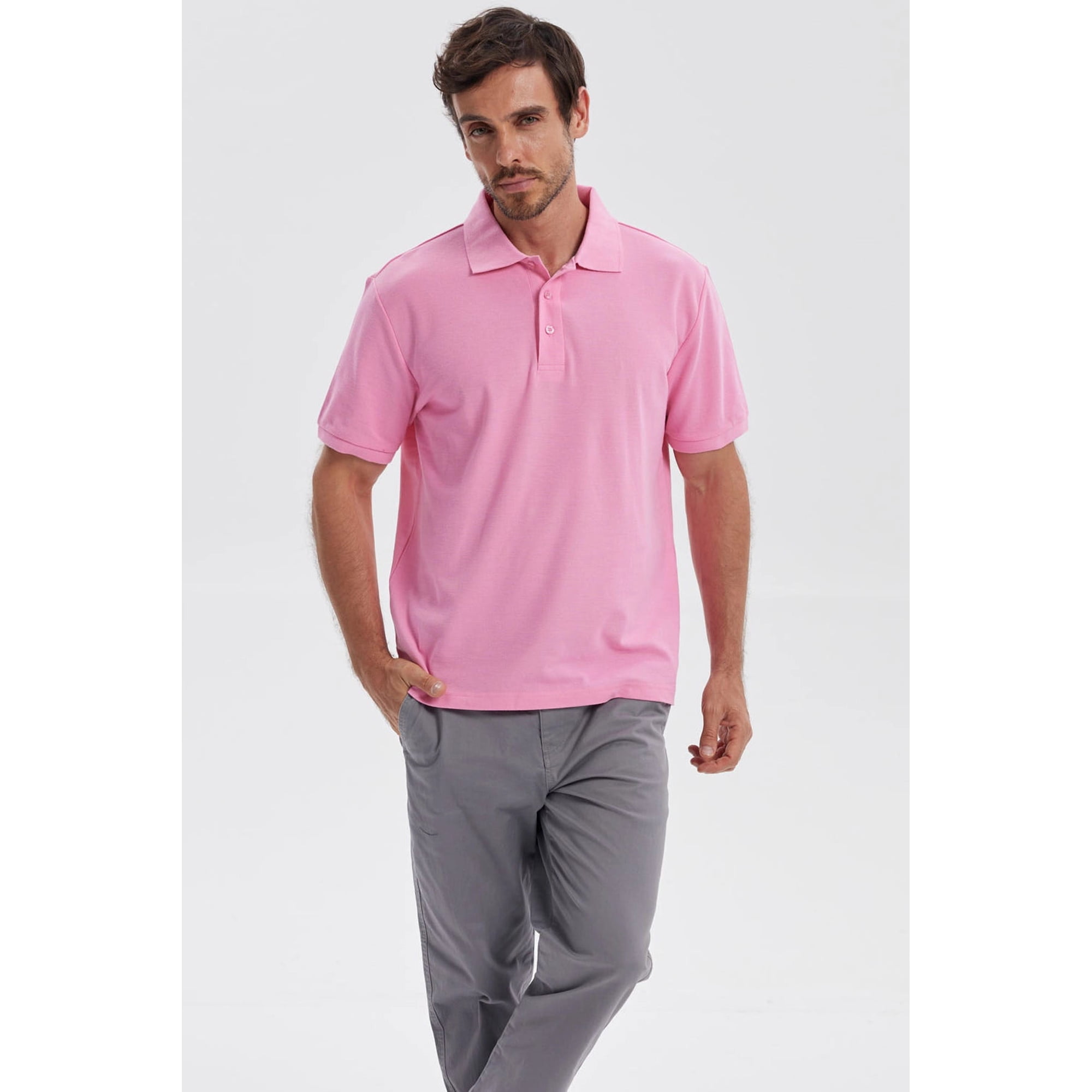 Fashionspark - Polera Hombre Piqué Básica Lisa Rosado