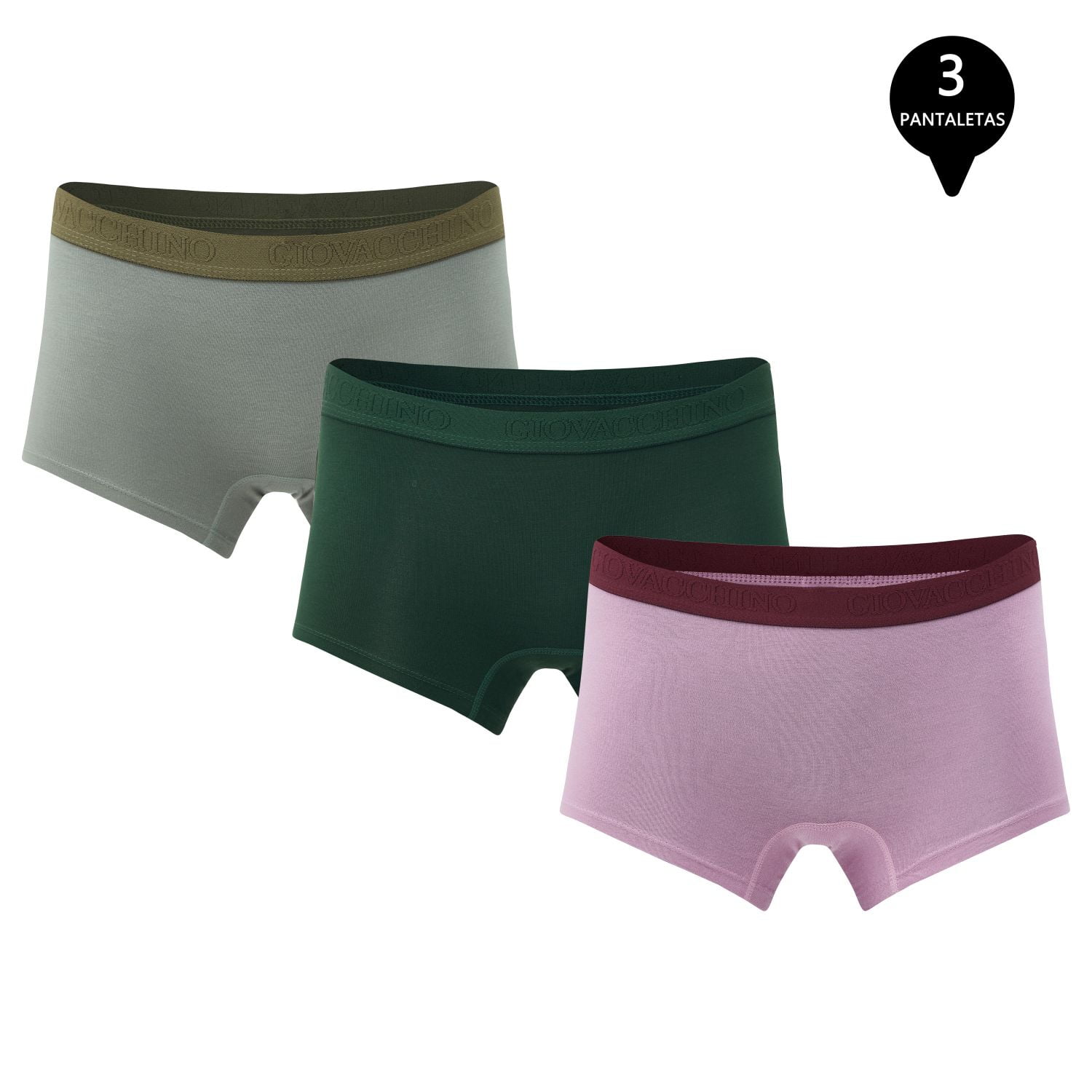 Giovacchino - Pack De 3 Calzones Boxer Pantaleta Bambú Mujer