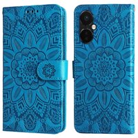 Funda Tipo Cartera Foxdock Para Oneplus Nord Ce 3 , Diseño Girasol En Relieve, Cuero Pu, Cierre Magnético, Soporte Y Tarjetero