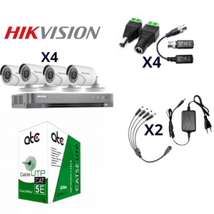 Cctv Kit Pro Hikvision Dvr 4Ch + 4 Cam 2Mp Cable Utp