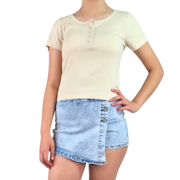 Top Acanalado Mujer Polera Manga Corta Fashion 061