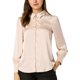 thumbnail image 2 of INSPIRE CHIC Blusa de Satén para Mujer con Mangas Largas Abullonadas, Cuello con Botones, Camisa Elegante para Oficina, Tops de Trabajo Casual de Negocios S Albaricoque, 2 of 4
