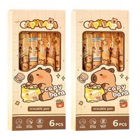 Bolígrafo Junjaku Capybara, Tinta De Gel Borrable, 0,5 Mm, Azul (Paquete De 12)