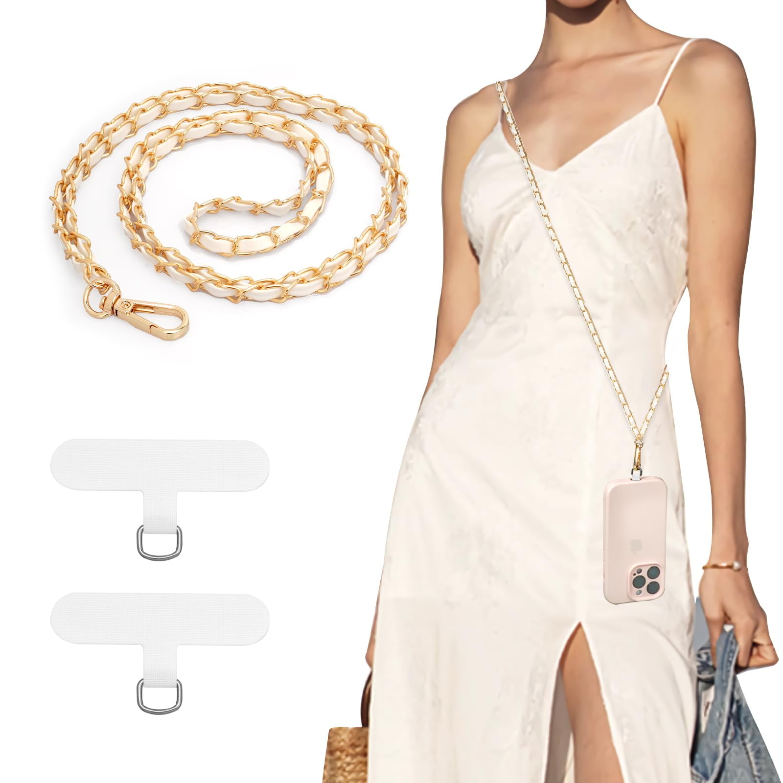 Correa Bandolera Con Cadena Metálica Timovo Para Teléfono, 128 Cm