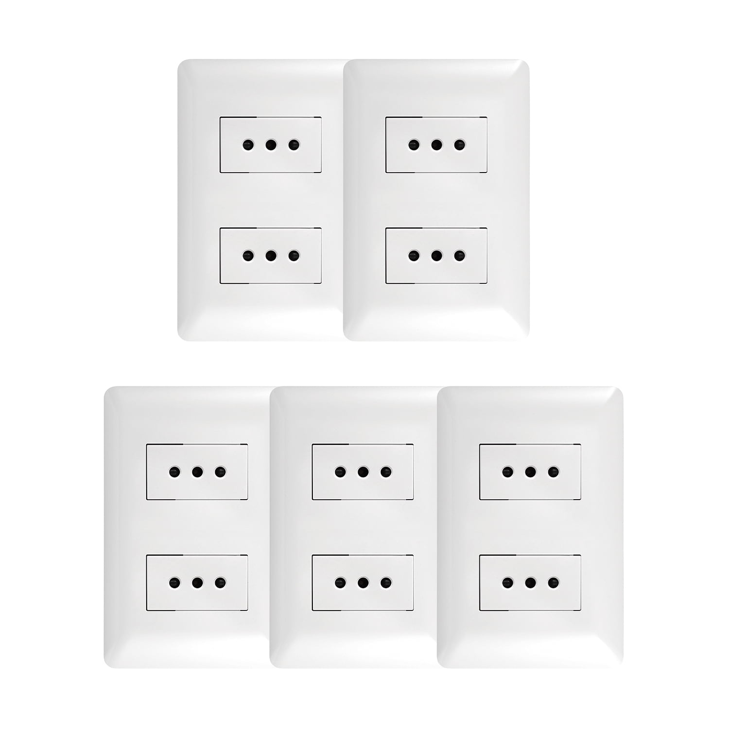 Genérico - Pack 5 Tomacorriente Doble 10a 250v Blanco