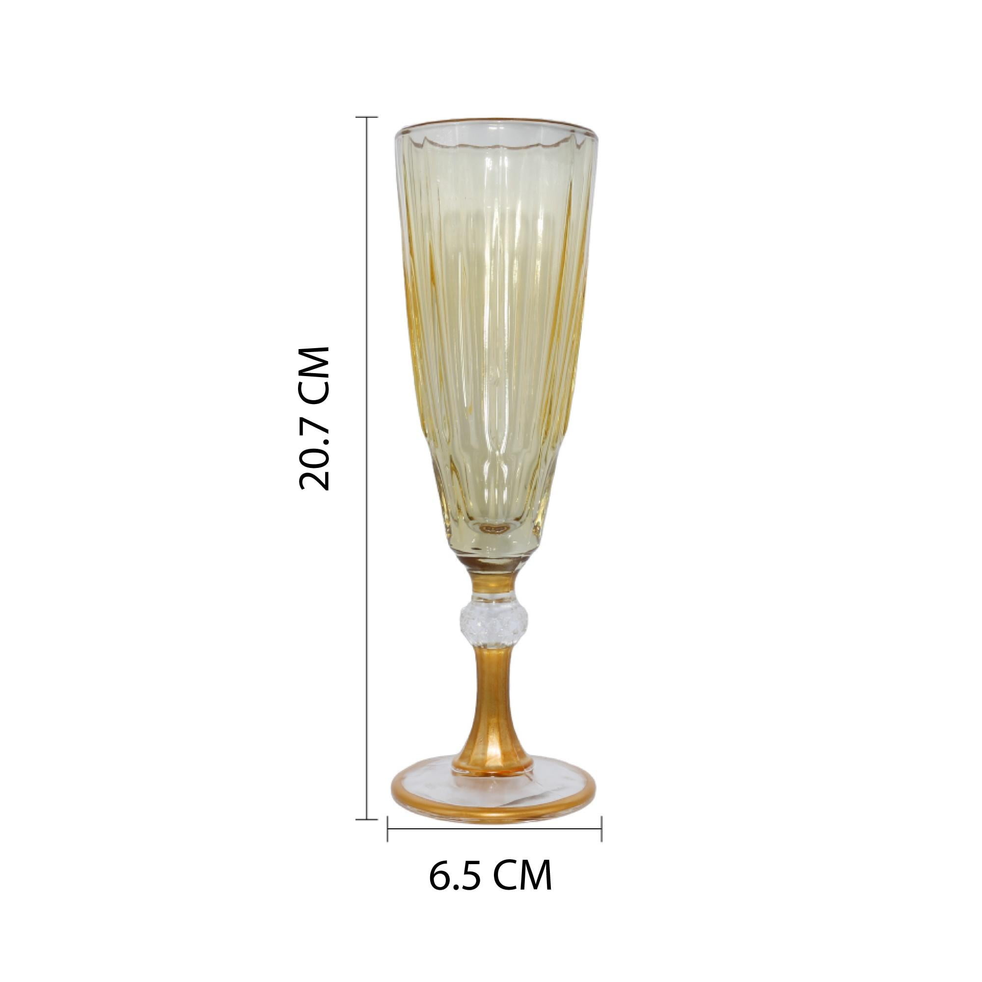 Xianzhu - Copa Tallada Para Espumante Con Bordes Dorados 150ml - 6 Unidades