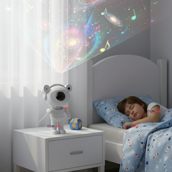 Lámpara Proyector Astronauta De Galaxia Luz Led Con Bluetooth