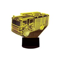 Lelumania - Lampara Ilusion 3D Camión Bombero De 7 Colores, Base Touch