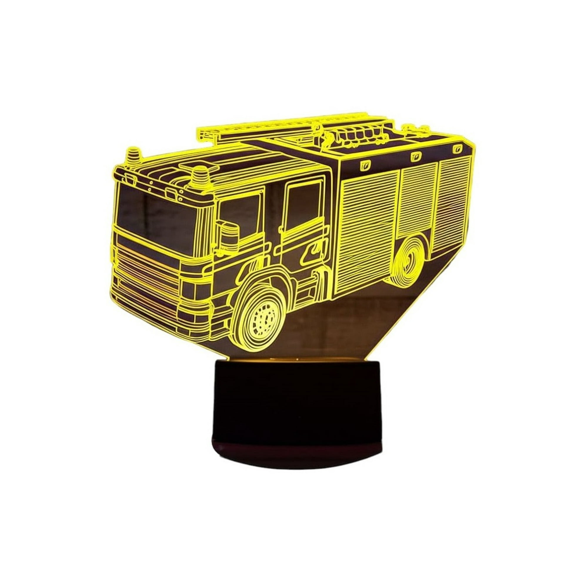 Lelumania - Lampara Ilusion 3d Camión Bombero De 7 Colores, Base Touch